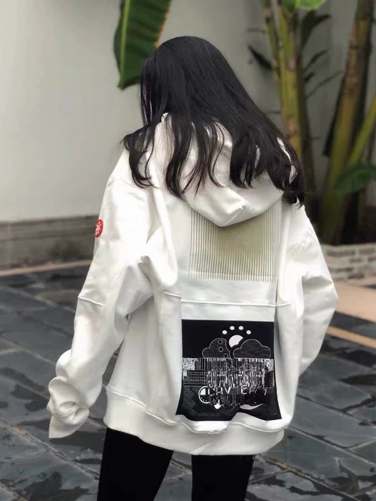 

Ретро-худи в японском стиле, свободного кроя, с капюшоном, модная осенне-зимняя верхняя одежда, с принтом, удлиненная, для молодежи, повседневная