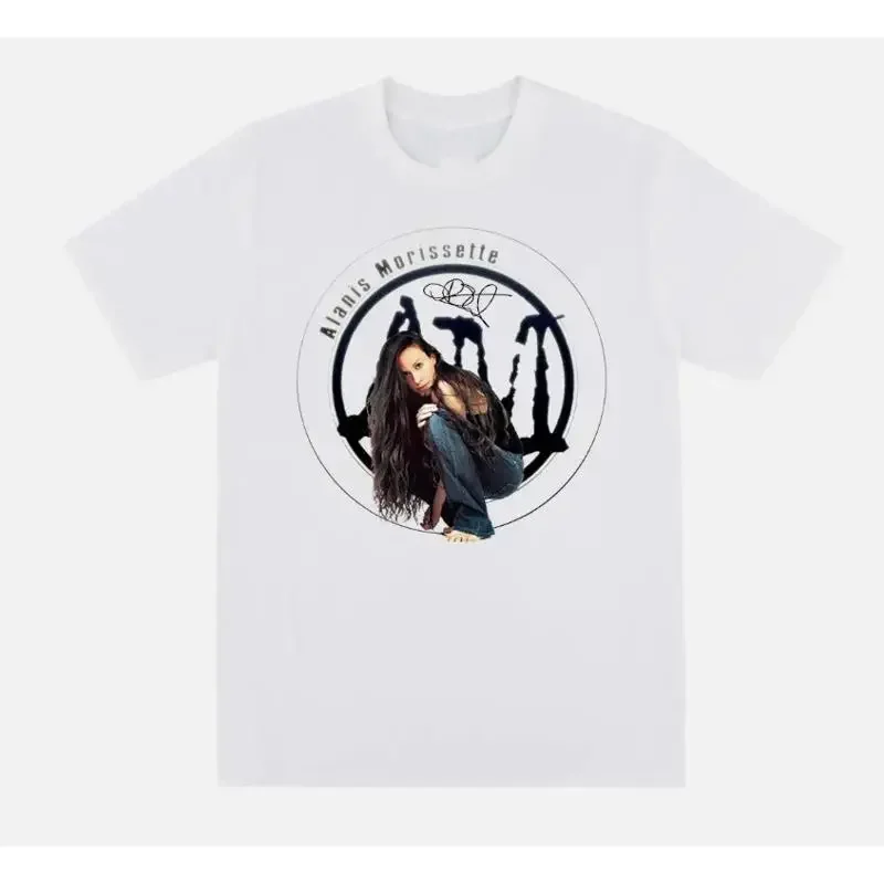New Rare Alanis Morissette Logo Signature White All Size Gift T Shirt