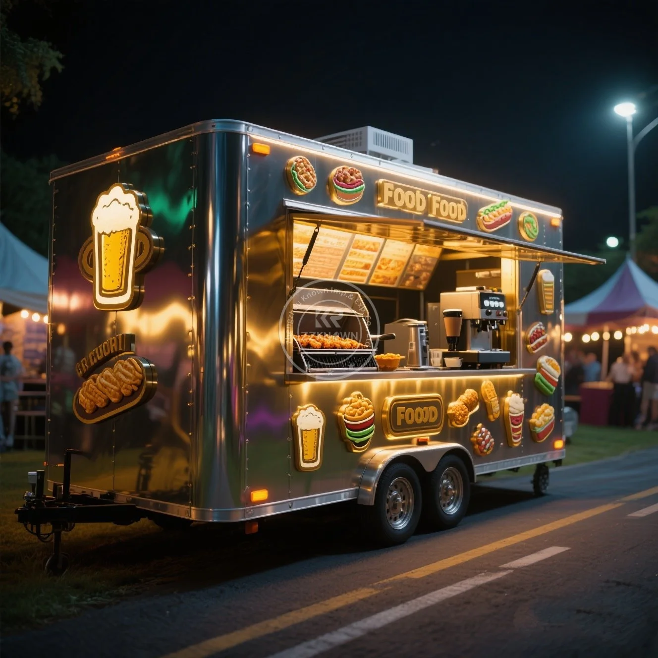 

Camper Trailer House Mobile Kitchen Box Trailer Food Cart Juice Bar Truck Snack Cart Campervan Trailer in Sale