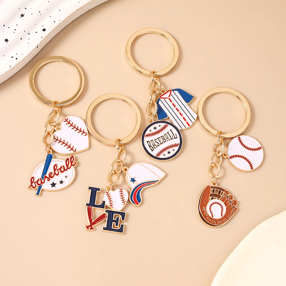 Aihua Niedlicher 'I Love Baseball' Schlüsselanhänger für Frauen Baseball-Handschuh Hut Schlüsselring Handtaschenanhänger Schmuck Geschenke Schmuckstücke – Detail 3