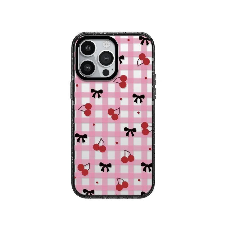 Cute Full Screen Of Cherries Lattice  Acrylic With MagSafe Phone Case For iPhone 16 12 13 14 15 11 Pro Max Plus Anti-drop Case