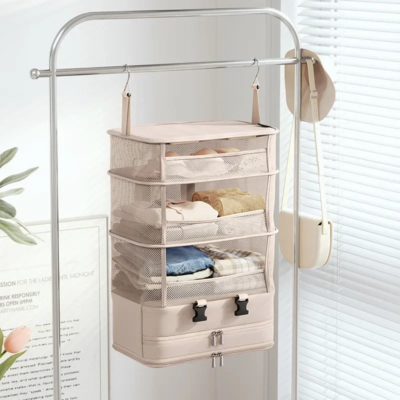 Travel layered storage bag multifunctional foldable clothing storage bag hotel shoe and underwear storage hanging bag