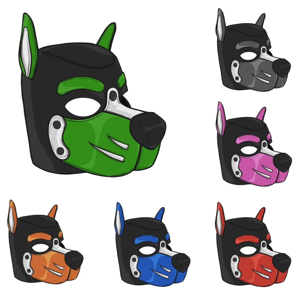 

﻿Sexy Adult Games Puppy Cosplay Costumes of M L Size Brand Padded Rubber Full Head Black Hood Mask for Dog Party Accessories