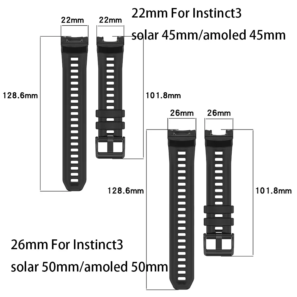 حزام سيليكون لـ Garmin Instinct 3 Amoled 50mm 45mm سوار رياضي رسمي معصمه Garmin Instinct 3 Solar 45mm 50mm Band