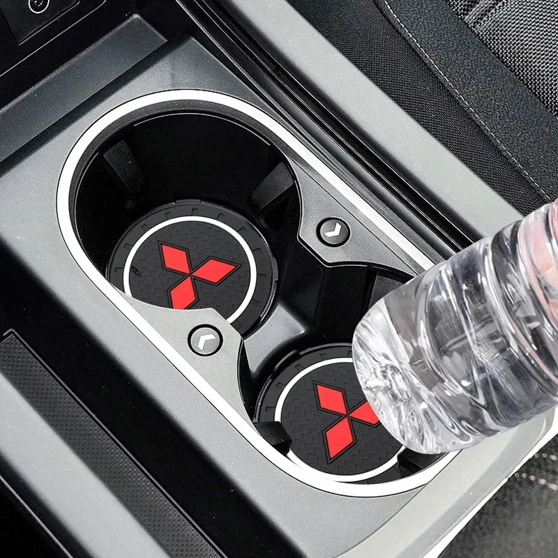 2 قطعة حامل الكأس سيارة مكافحة زلة إدراج منصات كوستر لميتسوبيشي أوتلاندر لانسر ASX RALLIART L200 باجيرو الداخلية اكسسوارات