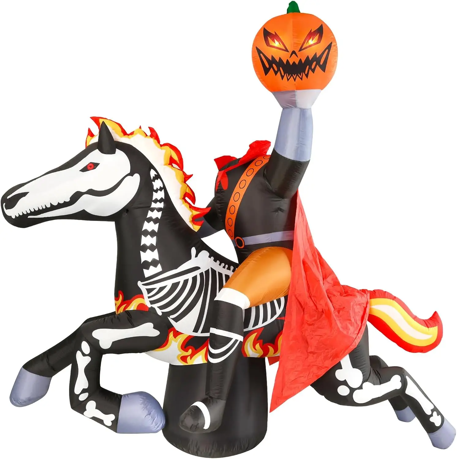 9-Foot Halloween Headless Horseman Inflatable Outdoor Decoration, Day of the Dead Blow-Up Yard Display with Built-In LED Plug-In Light for Lawn, Home, Dia de Los Muertos Party Indoor and Outdoor