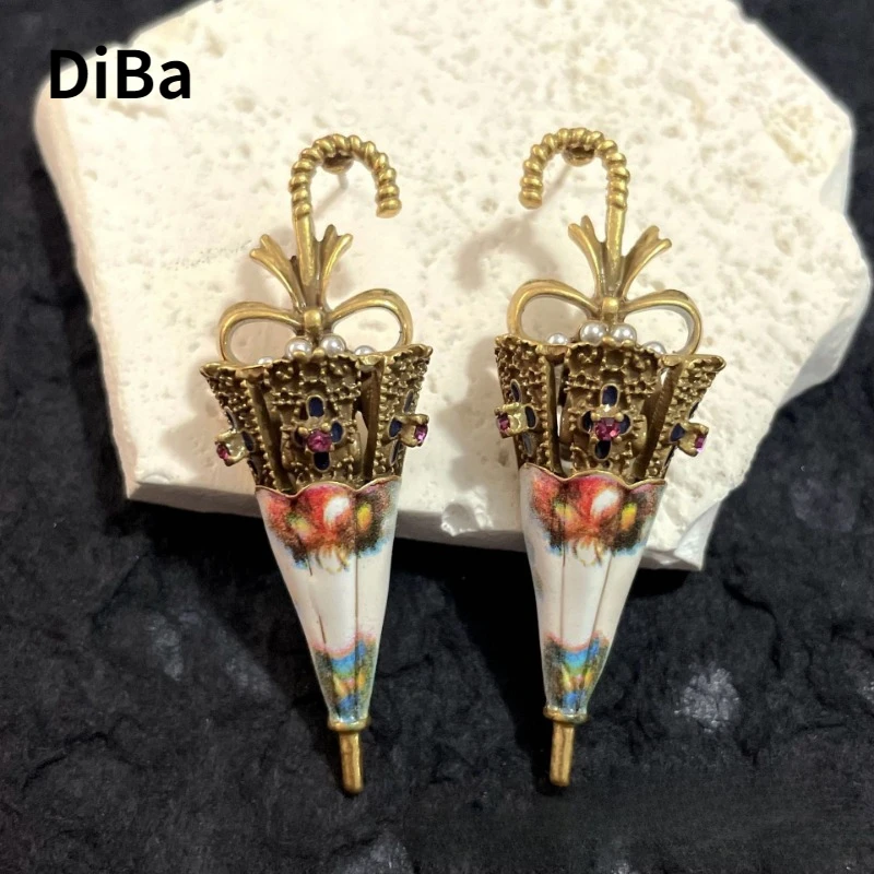 

Fashion Jewelry Luxury Temperament Metal Umbrella Earrings For Women Female Gifts Delicate Design Ear Accessories Hot Sale