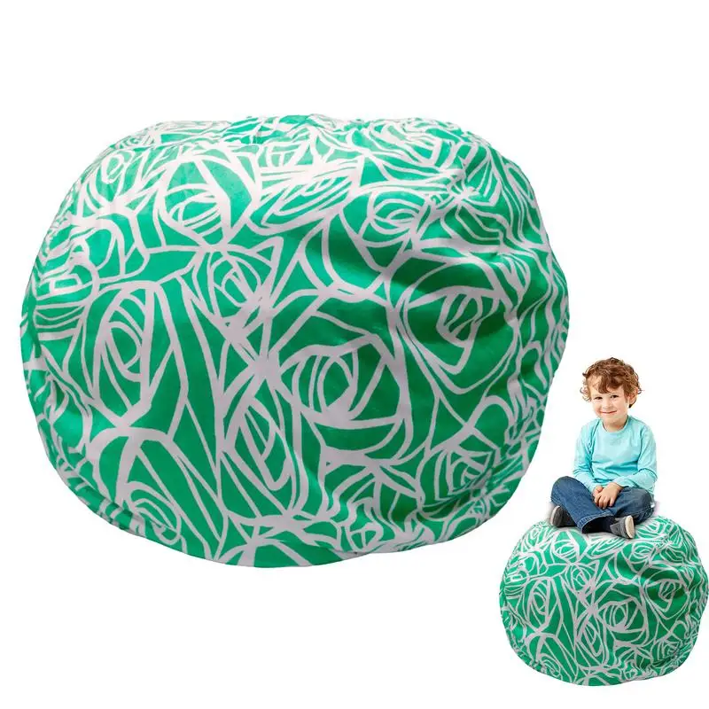 Plush Toy Storage Bean Bag Large Capacity Stripe Round Organizer Stuffable Animal Toys For room Comfortable Kids Chair cover