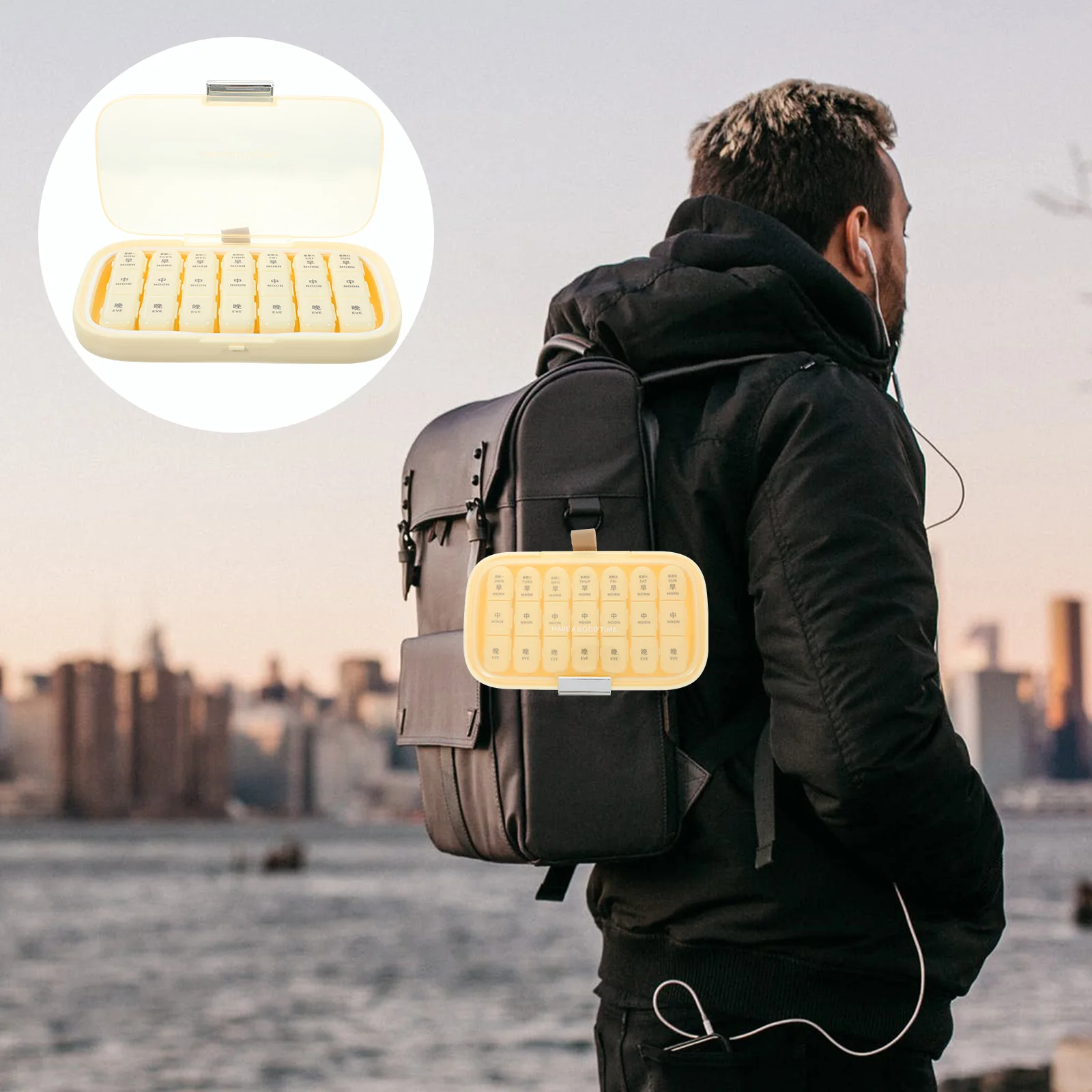 

Портативный аптечка для ежедневного использования, органайзер для таблеток, компактный прочный ящик для хранения в путешествиях, еженедельный держатель для лекарств, безопасная переноска