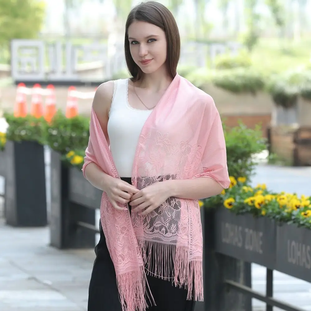 Casual Bridesmaid Shawl Tassels Cheongsam Shawl Dress Shawl Neckerchief Wraps Beach Yarn Lace Scarf Bride Shawl Women Scarf