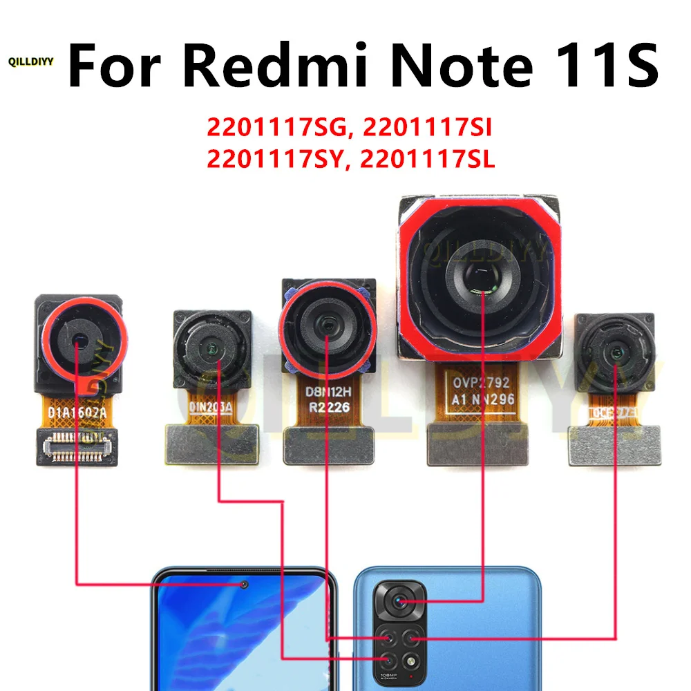 Front Back Main Camera For Xiaomi Redmi Note 11S Frontal Selfie Facing Front Rear Big Camera Flex Cable Replacement Note11S