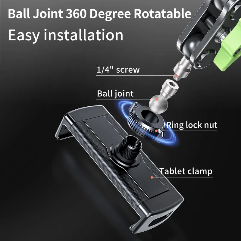 Hot Seller Universal Dual Suction Cup Mount Tablet Holder with Extension Rod Tablet Clamp for iPad or Other Tablets - view 3