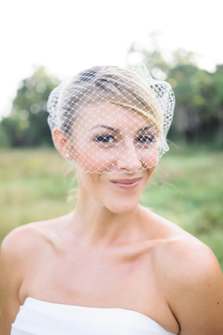 Pérolas Véus de Casamento com Pente, Baguetes Brancos, Nupcial Headpiece, Bridal Face Veil, Acessórios Femininos, 1920 Birdcage