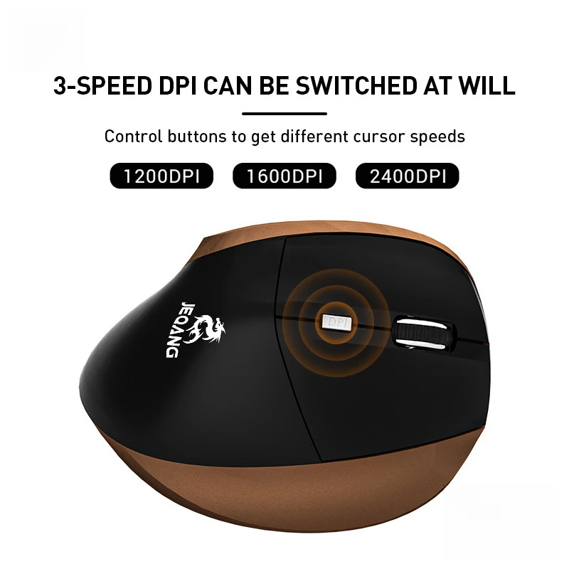 Rechargeable Wireless Vertical Ergonomic Mouse 3 Level Adjustable 1200‑2400 DPI 2.4G + Bluetooth Dual Mode Energy Saving Mice