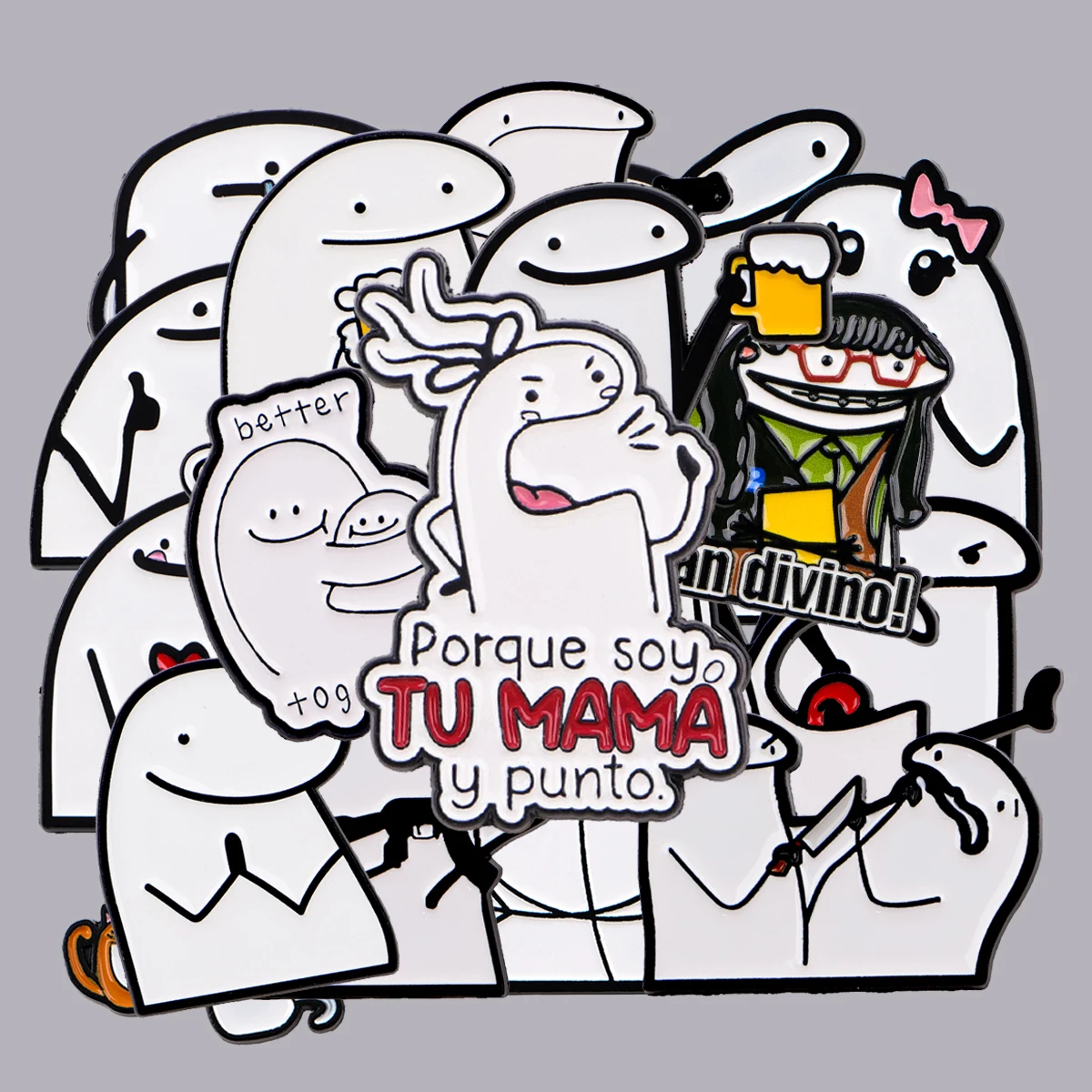 5-20pcs/Set Funny Spanish Flork Meme Random Mix Wholesale Cartoon Quote Enamel Pins Brooches Badges Collection Gifts Accessories