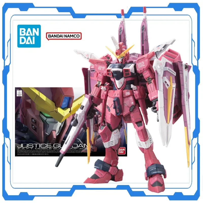 Bandai genuino Gundam Anime modelo RG 1/144 justicia Gundam ZGMF-X09A Mech montaje modelo figuras de acción rompecabezas niños juguete para regalo