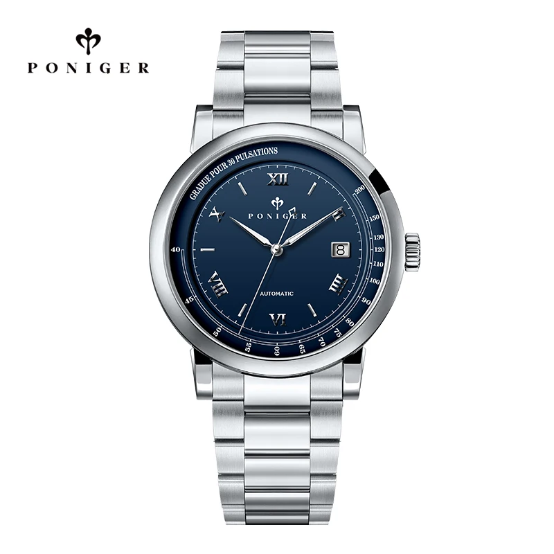 

Poniger Men's Mechanical Automatic Watch Waterproof Stainless Steel Bracelet Luxury Dress Wristwatch Fashion Male Timepiece