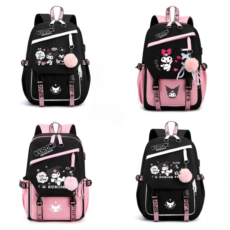 Mochila Kuromi Large capacity Backpack For Teens girls Cute Animal Cartoon Schoolbag for School Travel and Everyday Use With USB