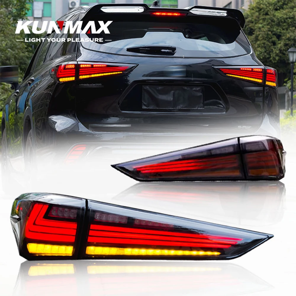 2PCs Car Tail Light Assembly For Toyota Highlander 2021-2023 LED Dynamic Turn Signal Plug and Play Tail Lamps Reverse Taillights