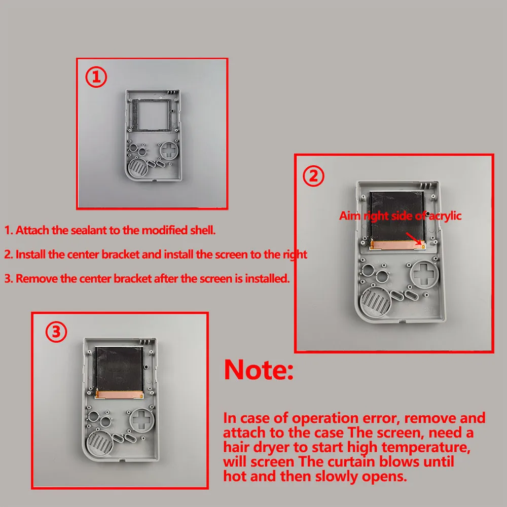 전체 화면 IPS LCD 키트 교체 GB DMG IPS LCD 백라이트, 높은 조명 밝기 36 빈티지 배경 색상 조정 가능
