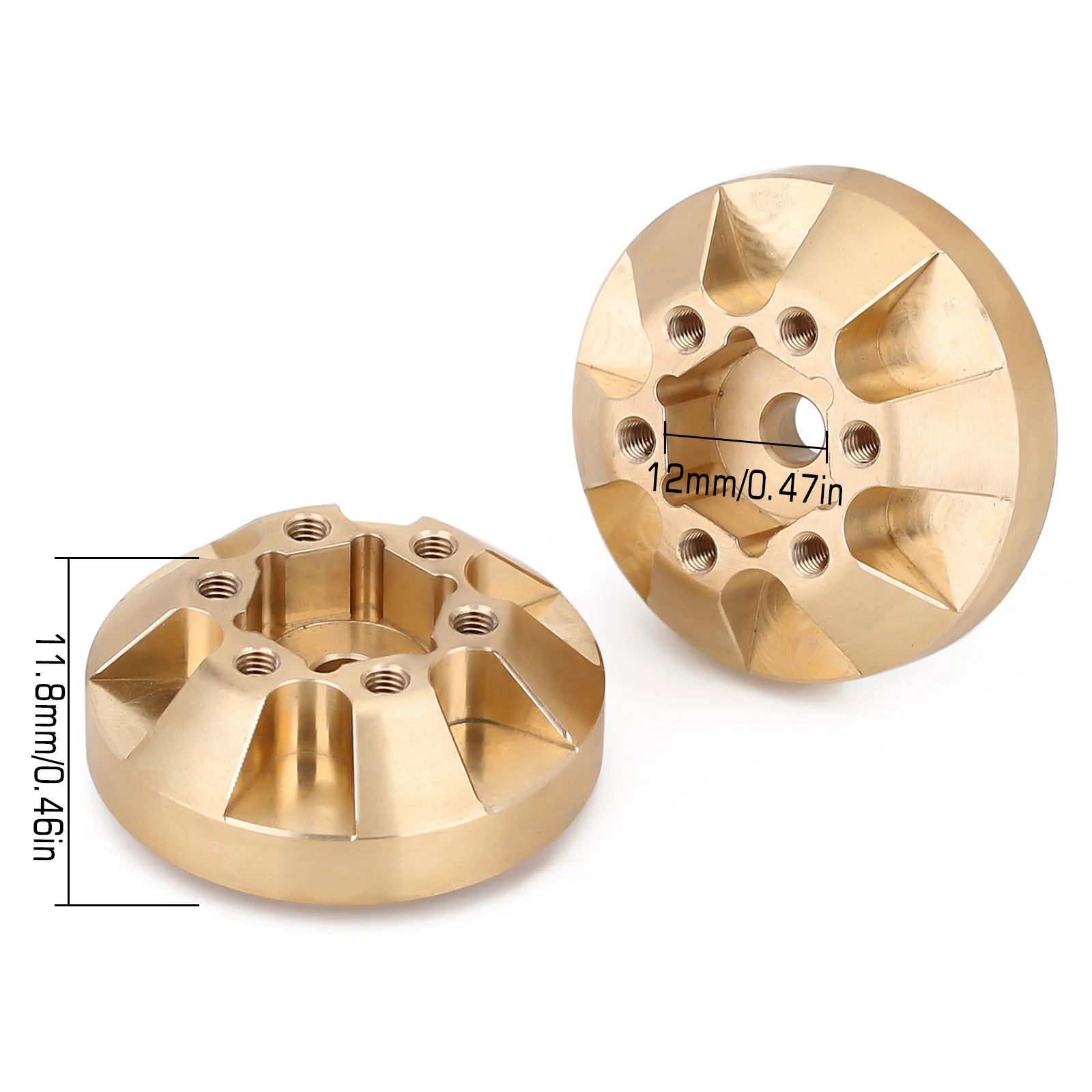 INJORA Heavy Brass 55g/pcs 12mm Wheel Hex Hub Fit 1.9 2.2 Wheel Rim for 1/10 RC Crawler Car Axial SCX10 90046 TRX4