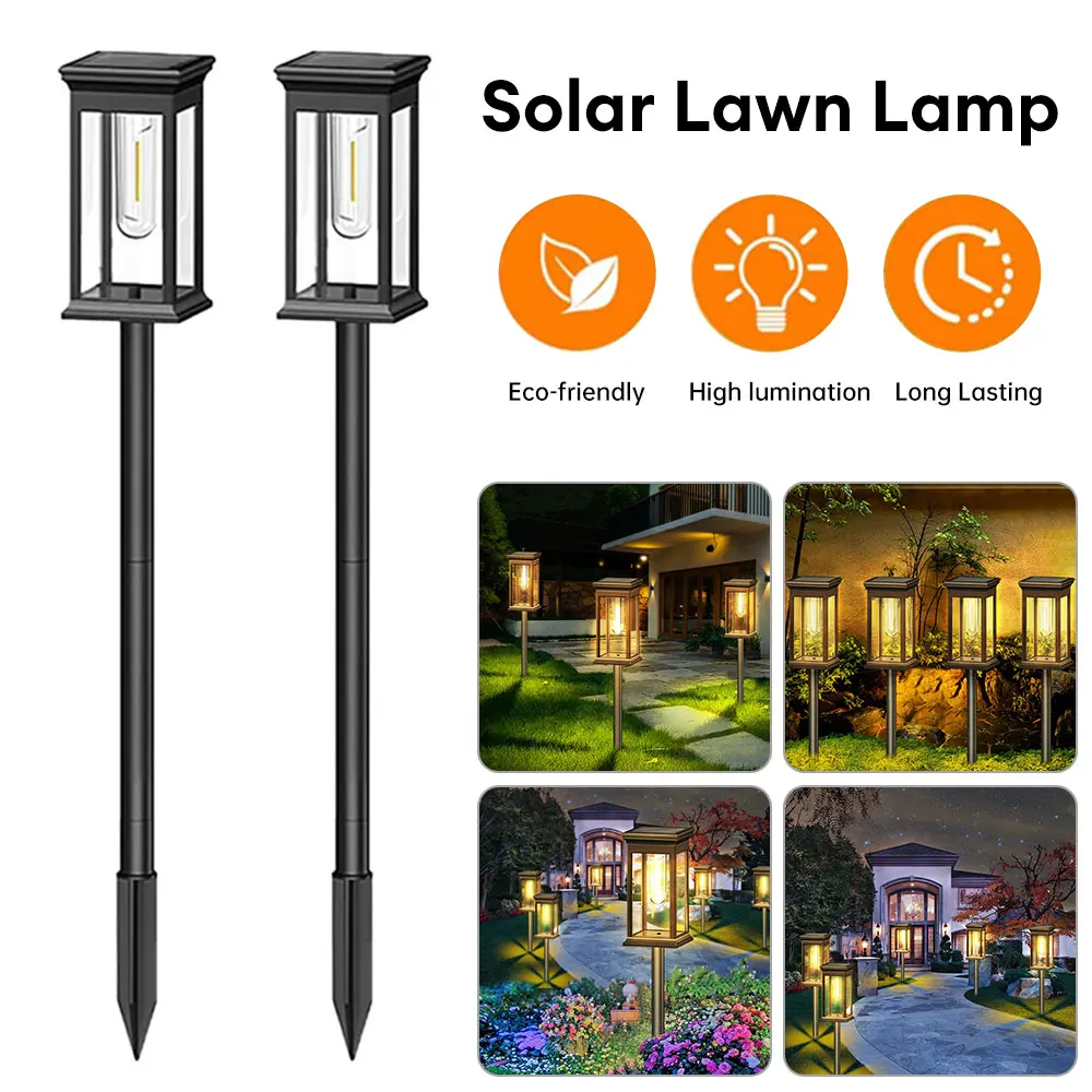 

2pcs Solar Pathway Light Tungsten Filament Bulb Outdoor Waterproof Garden Light Yard Lawn Landscape Lamp Walkway Driveway Decor