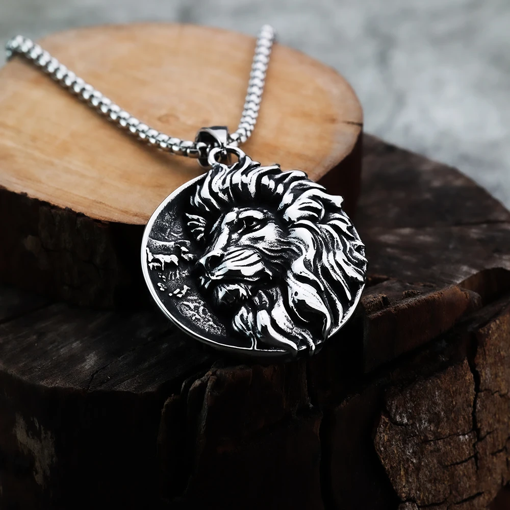 Animal Lion Titanium Steel Pendant Fashionable and Personalized European and American Style Jewelry Stainless Steel Necklace