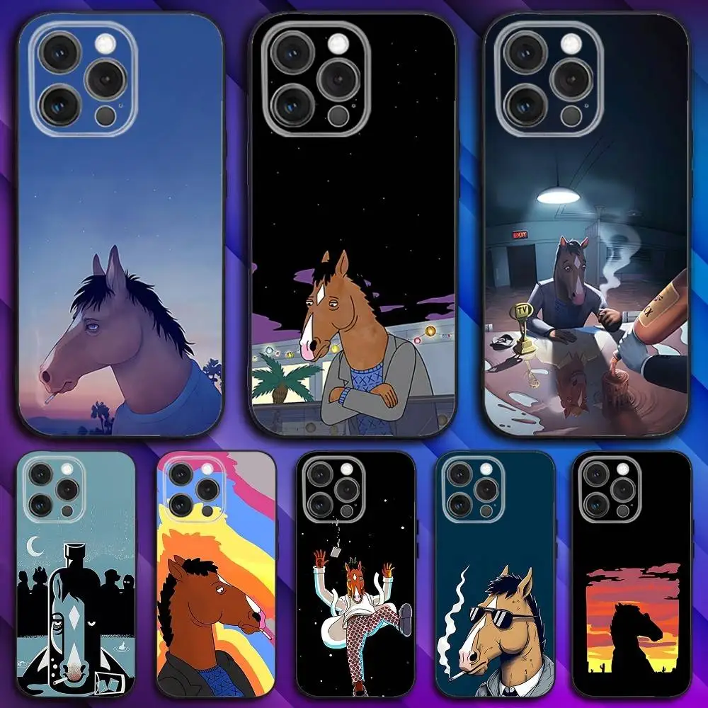 

B-BoJack Horsemans Phone Case For iPhone 16,15,14,13,12,11,Pro,Max,Plus,X,XS,SE4,E,Mini,Soft Black Case