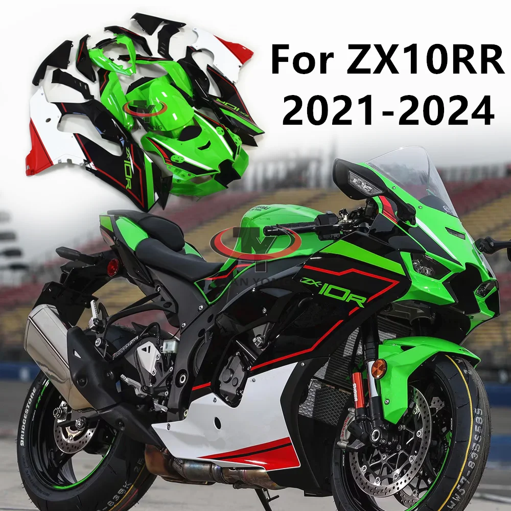 Motorcycle Full Fairing Kit For ZX10R ZX10 RR ZX10RR 2021-2024 Cowling Injection Red white green striped flower Bodywork