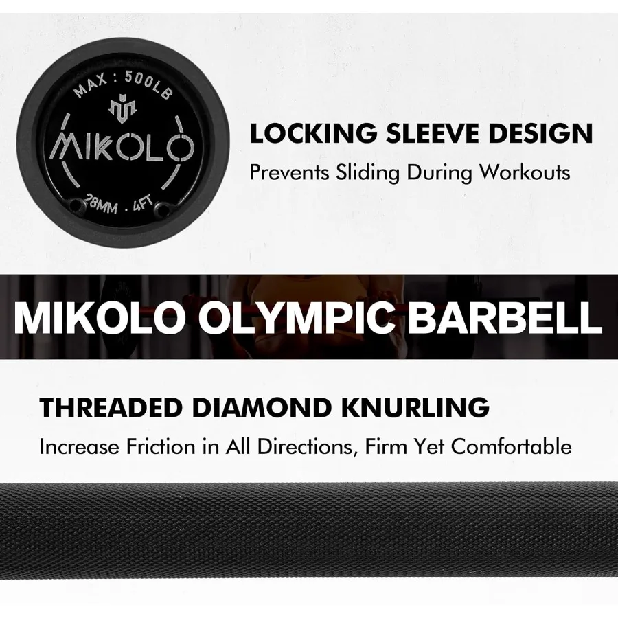 47-Inch Olympic-Style Curl Bar with Knurled Grip for Biceps and Triceps Training Multi-Angle Wrist-Friendly Design Supports Up