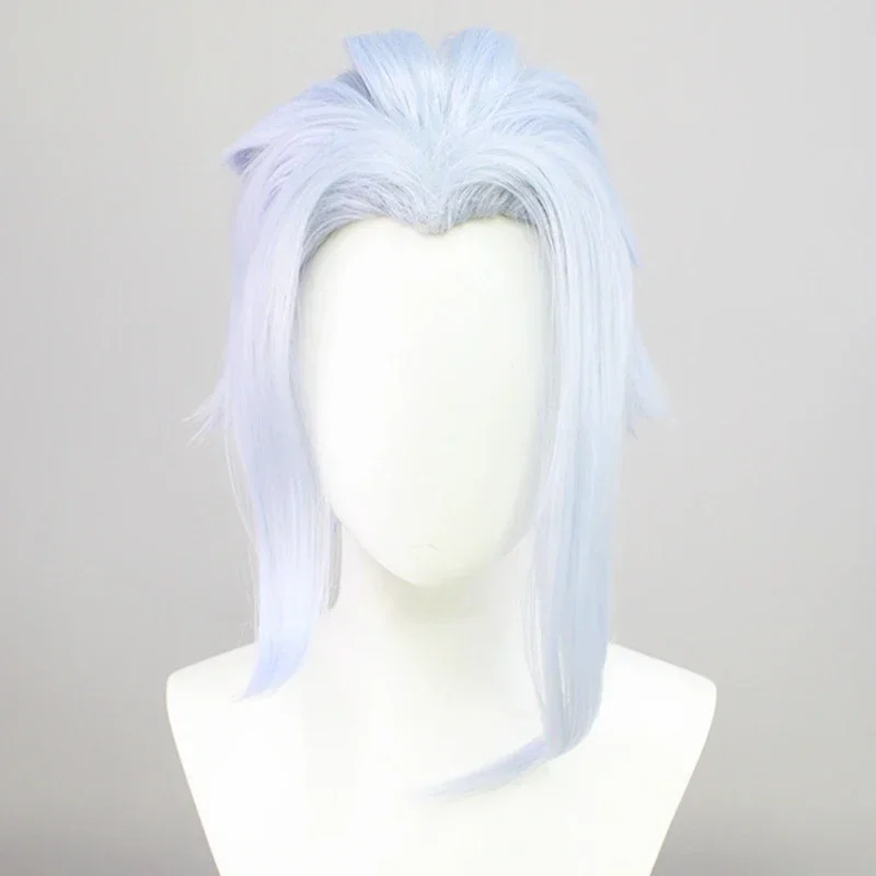 Game Genshin Impact II Dottore Cosplay Wig The Doctor Light Blue Hair Heat Resistant Synthetic Wigs Cap Halloween Dress Up Prop