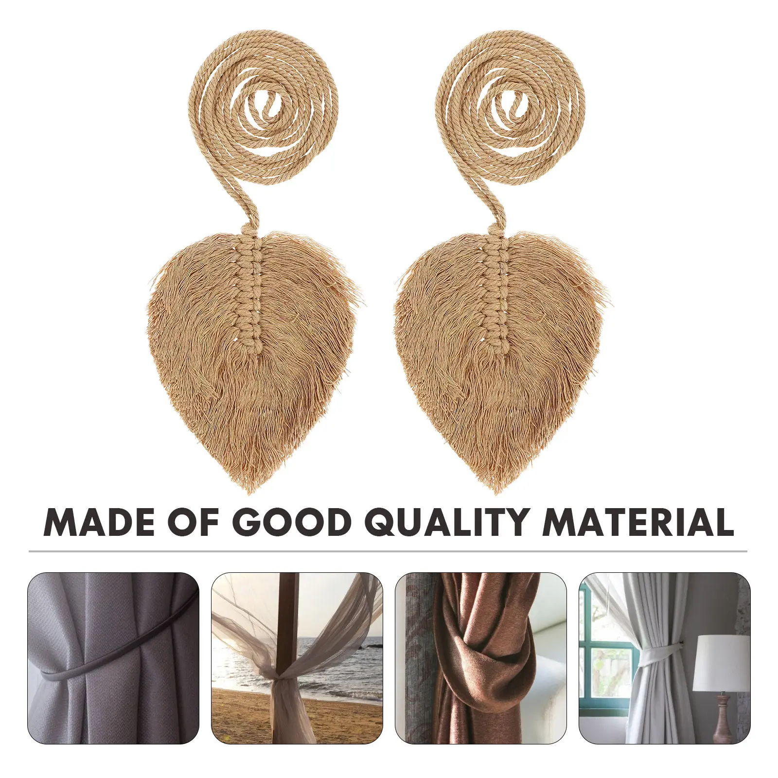 

2 шт. хлопковые подхваты для штор в богемном стиле с вязаным узором для декора дома, офиса, спальни, изящные тканые фиксаторы для штор в форме листа