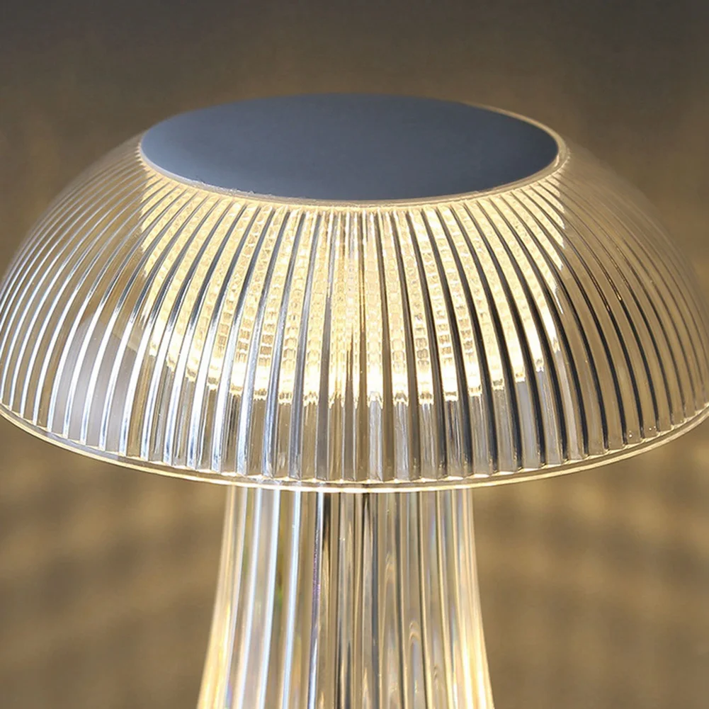 TKOH-Luce notturna trasparente Lampada a fungo Lampada da notte per camera da letto Lampada medusa Illuminazione per feste Decorazione da tavolo in cristallo