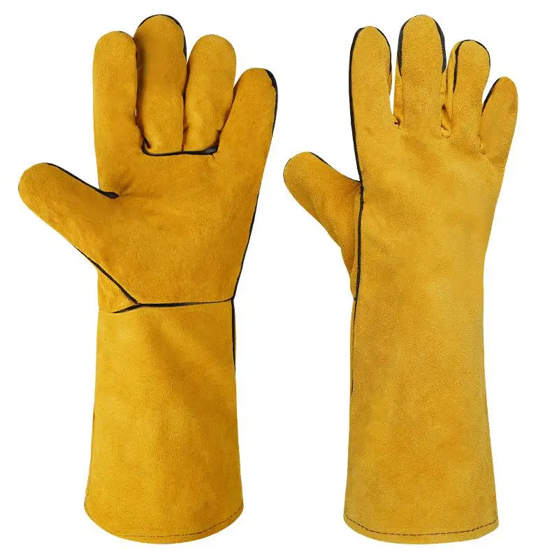 ☂1 Pair 40cm Safety Work Labor Glove Welding Gloves Heat Cut Resistant Insulated Custom Design Welding Leather Gloves