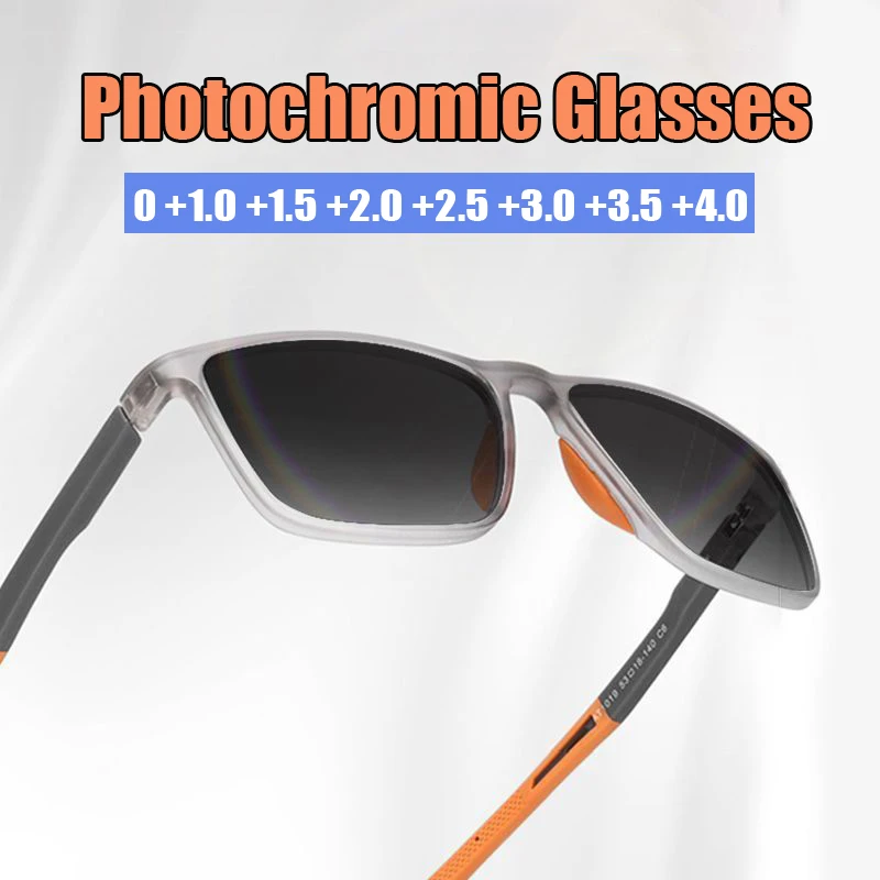 

Outdoor Color Changing Presbyopia Eyeglasses Vintage TR90 Frame Anti Blue Light Reading Glasses Finished Photochromic Sunglasses