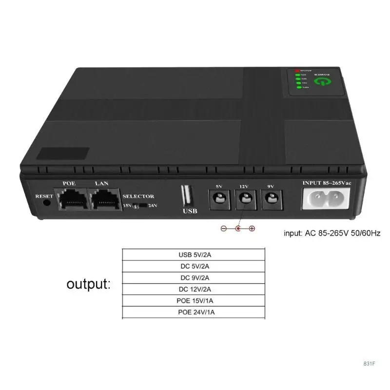 Imagem -06 - Ups 5v 9v 12v 2a Backup Fonte Alimentação Ininterrupta com Alimentação para Alto-falante Roteador Câmera Wi-fi