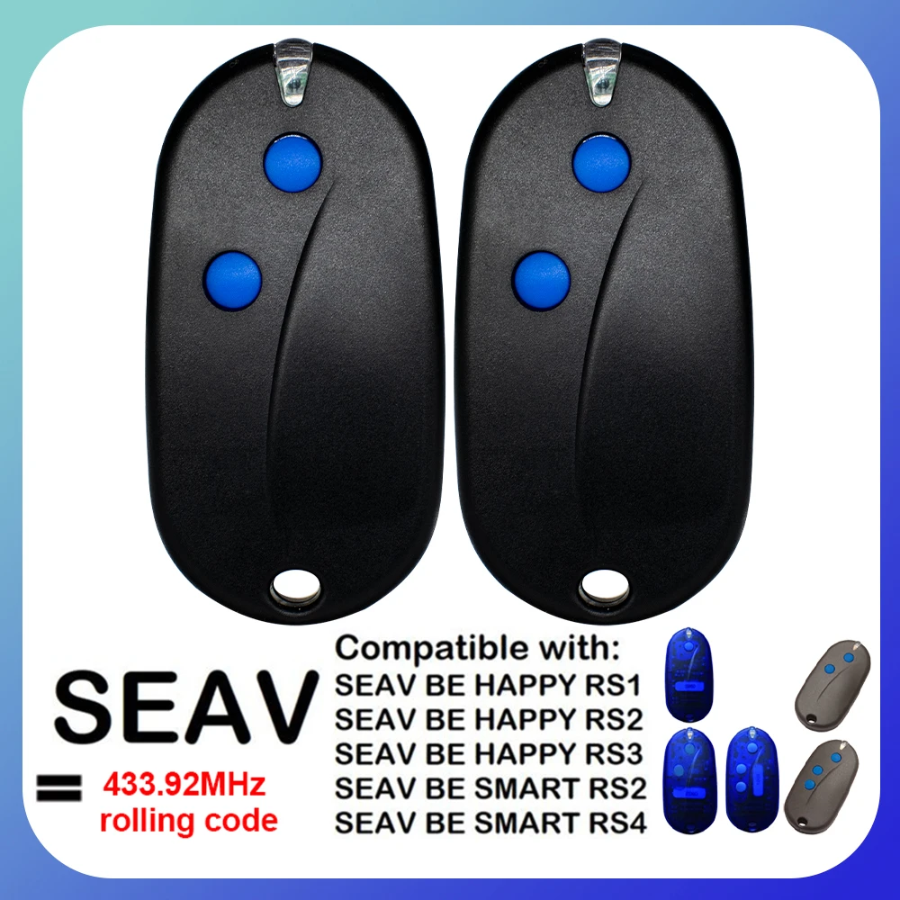 2pcs SEAV BE-HAPPY-RS2 RS1 RS3 Gate Door Remote Control BE-SMART-RS2 RS1 RS3 Garage Door Opener 433.92MHz Rolling Code