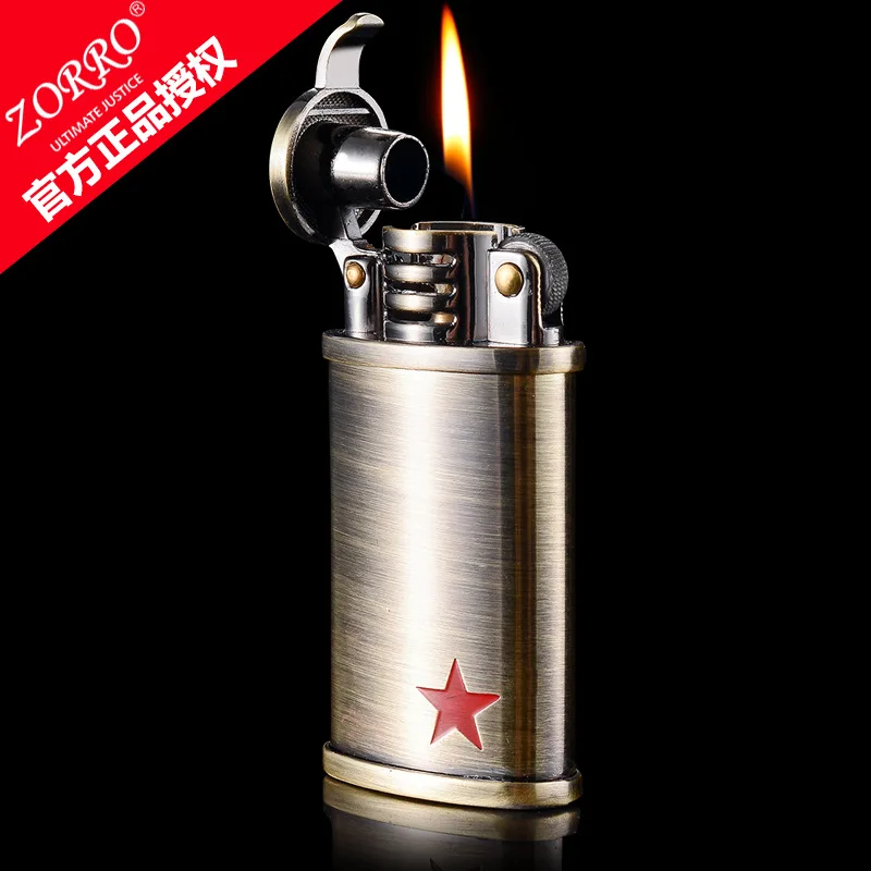 Zorro lighter Five-pointed star ultra-thin creative vintage retro grinding wheel