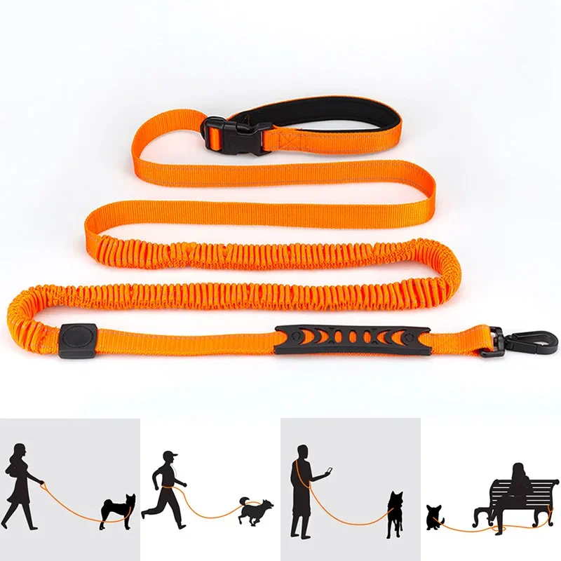 

Retractable Hands Free Dog Leash For Running Dual Handle Bungee Leash Reflective For Large Pet Supplies