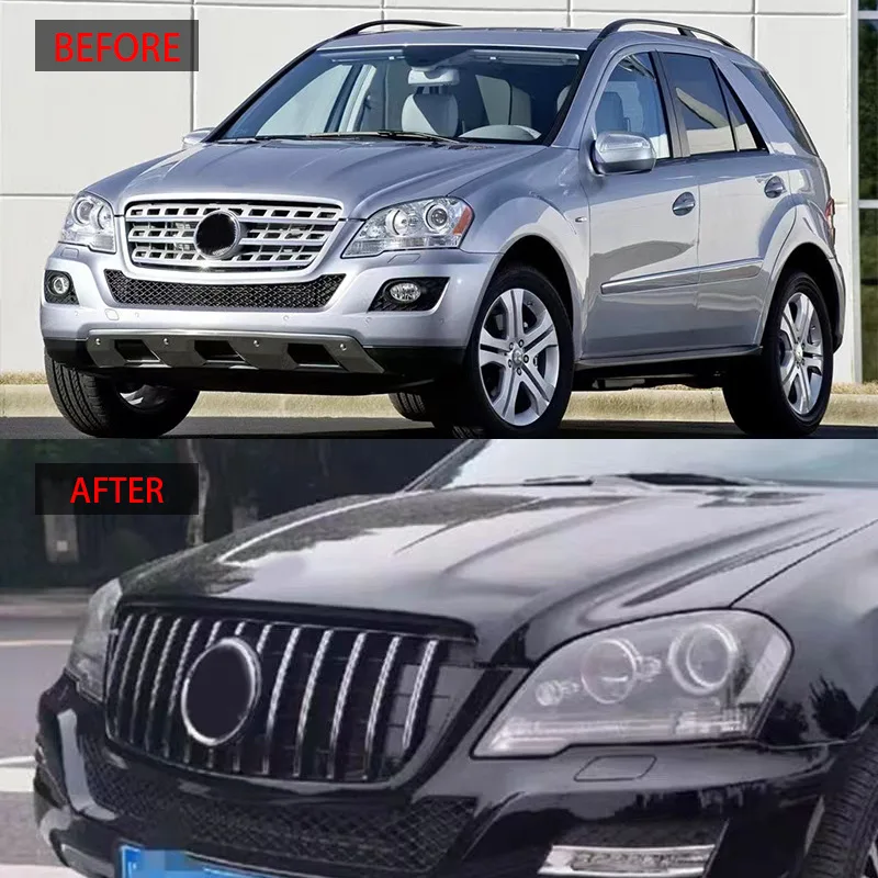 Racing Grills For 2009-2011 ML Mercedes-benz W164 Mid-grid Grill Grille Gt Model Original Car Replacement Abs Front Bumper
