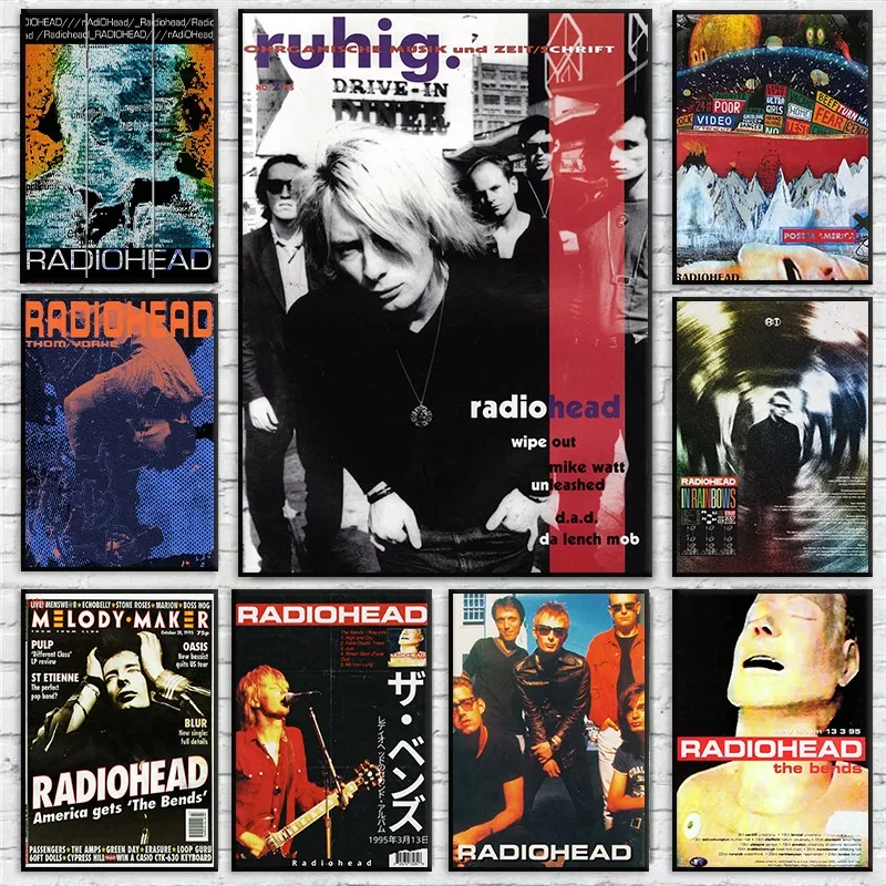 Classic Vintage Radiohead Rock Band Singer Poster Music Album Cover Canvas Painting Wall Art Picture for Living Room Home Decor