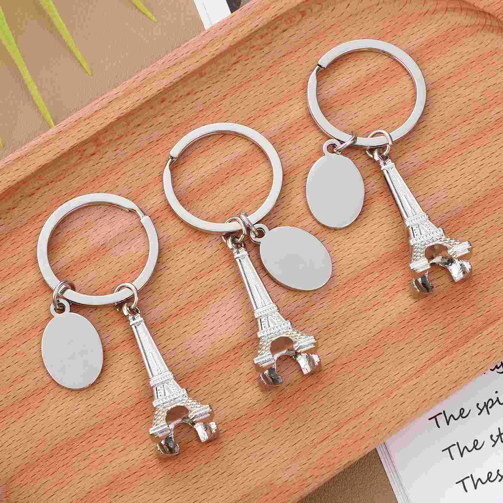 3 Pcs Eiffel Tower Model Keychain Excellent Craftsmanship Ring Backpack Aesthetic Alloy Metal