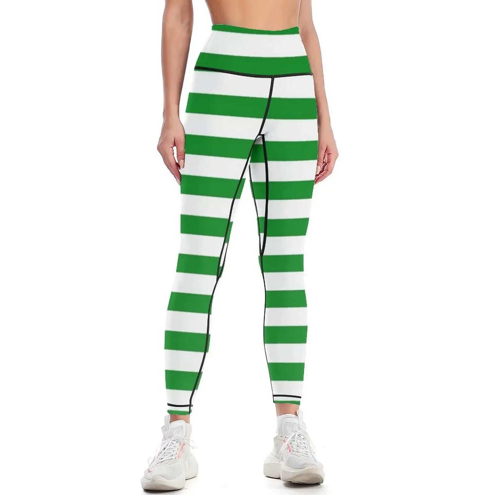 

Green and White Stripes Leggings for girls push up legging for fitness harem pants Womens Leggings