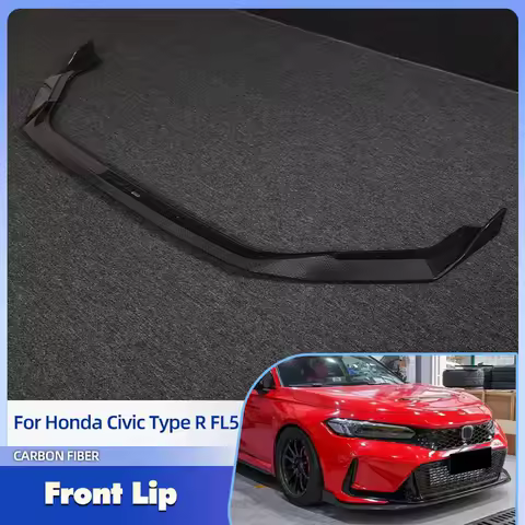 Car Front Bumper Lip Spoiler Full Carbon Fiber for Honda Civic Type R FL5 2023-2025 Racing Front Lip Chin Apron Body Kits