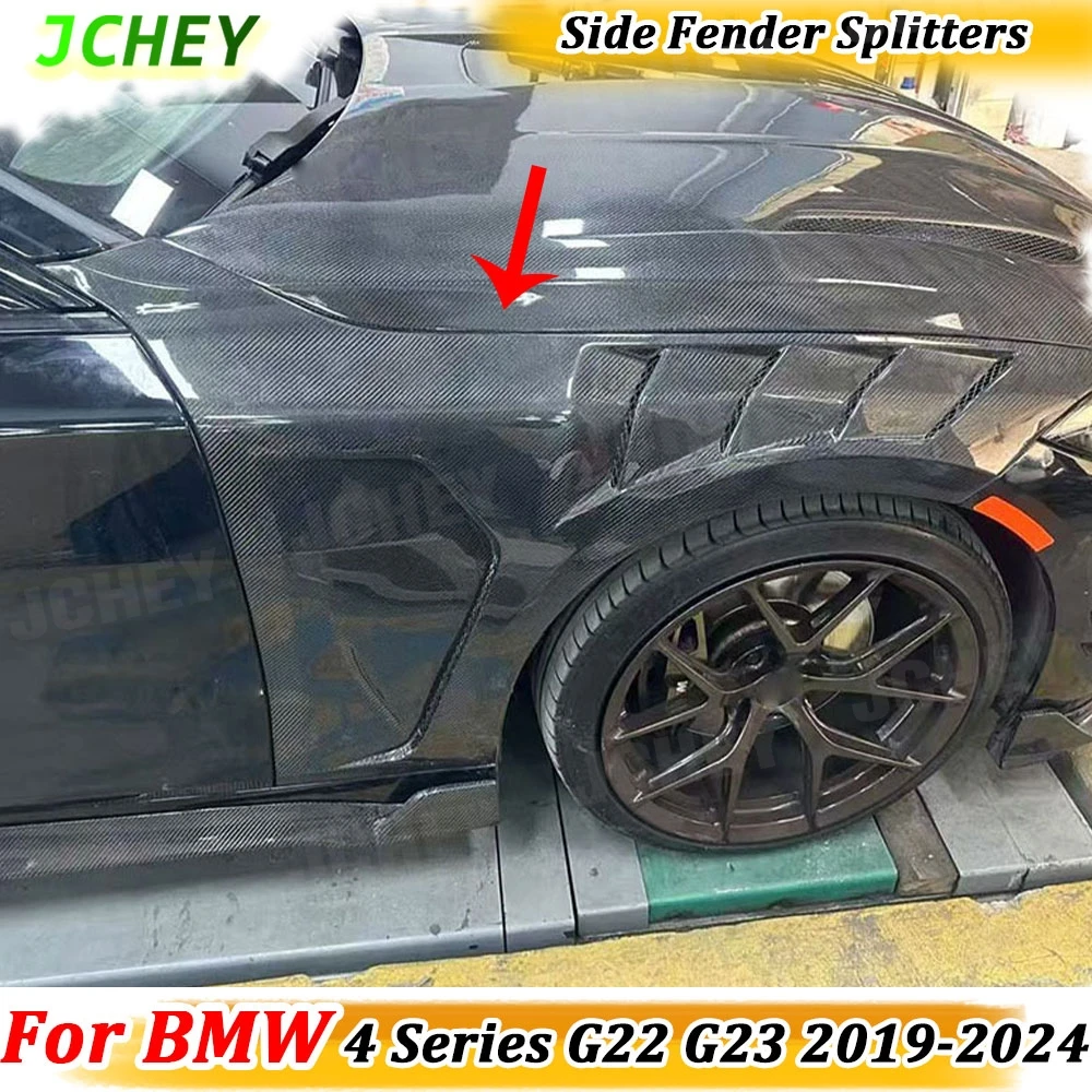 

JCHEY Car Front Bumper Side Fender Fin Splitters Spoiler Carbon Fiber for BMW 4 Series G22 G23 2019-2024 FRP Body Kit