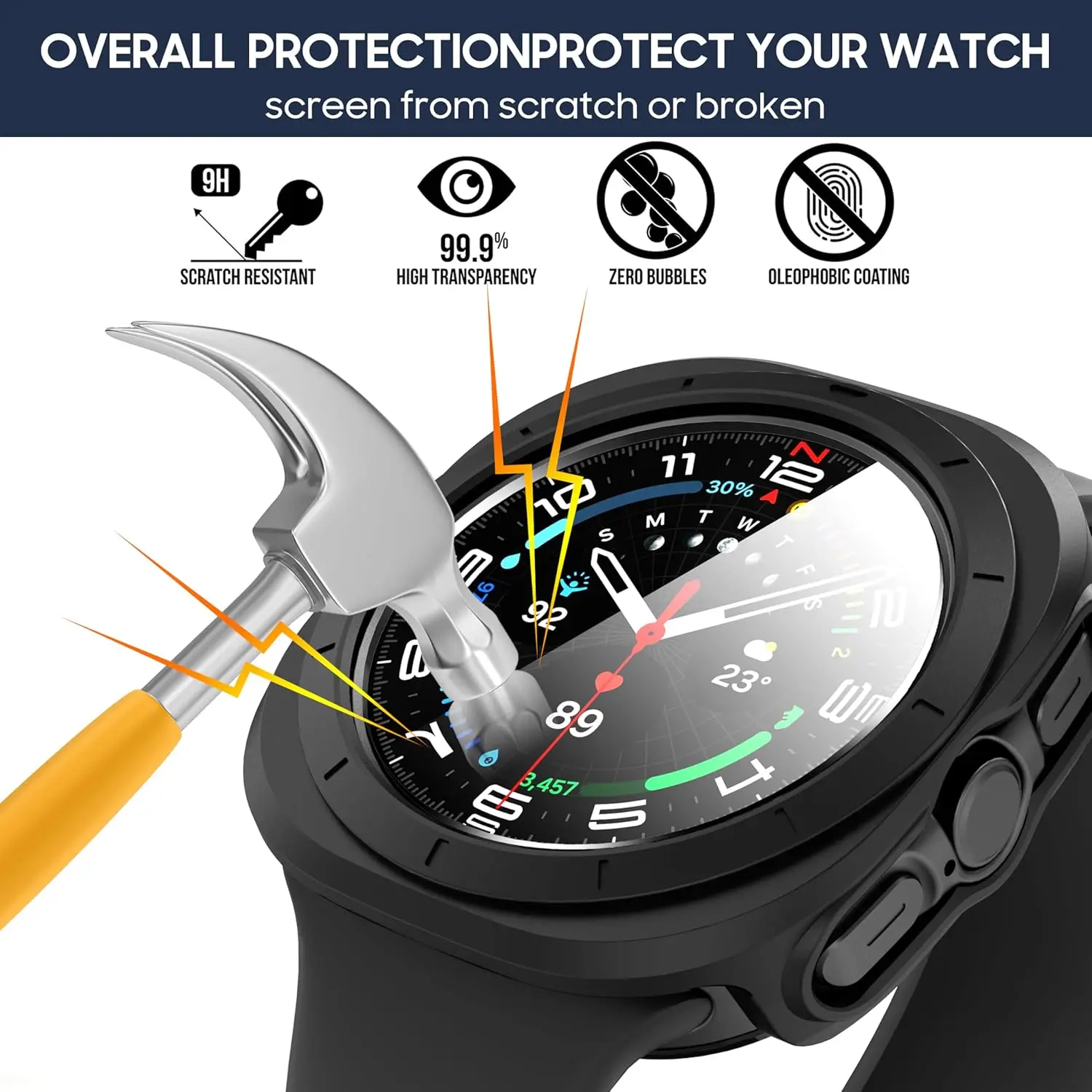 30 قطعة غطاء حماية للكمبيوتر الشخصي لساعة سامسونج جالاكسي 7 الترا 47 ملم SmartWatch غطاء كامل من الزجاج المقسى واقي للشاشة