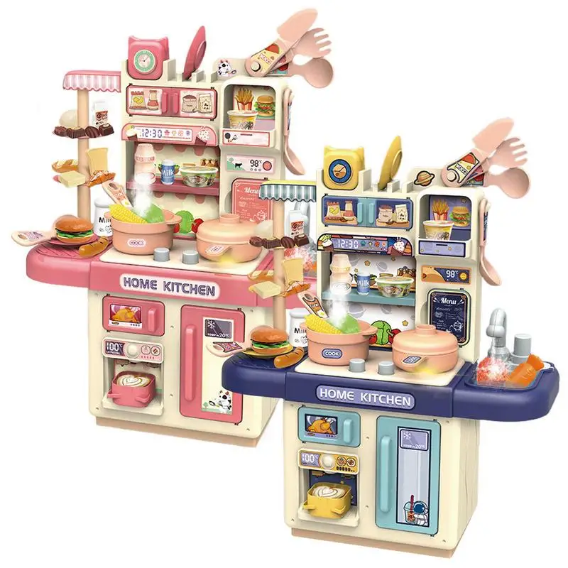 Gioca a Set da cucina Accessori per pentole da cucina Stufa Bambini Giochi di finzione Giocattoli Realistici interattivi Fai finta di cibo Giocattoli da cucina