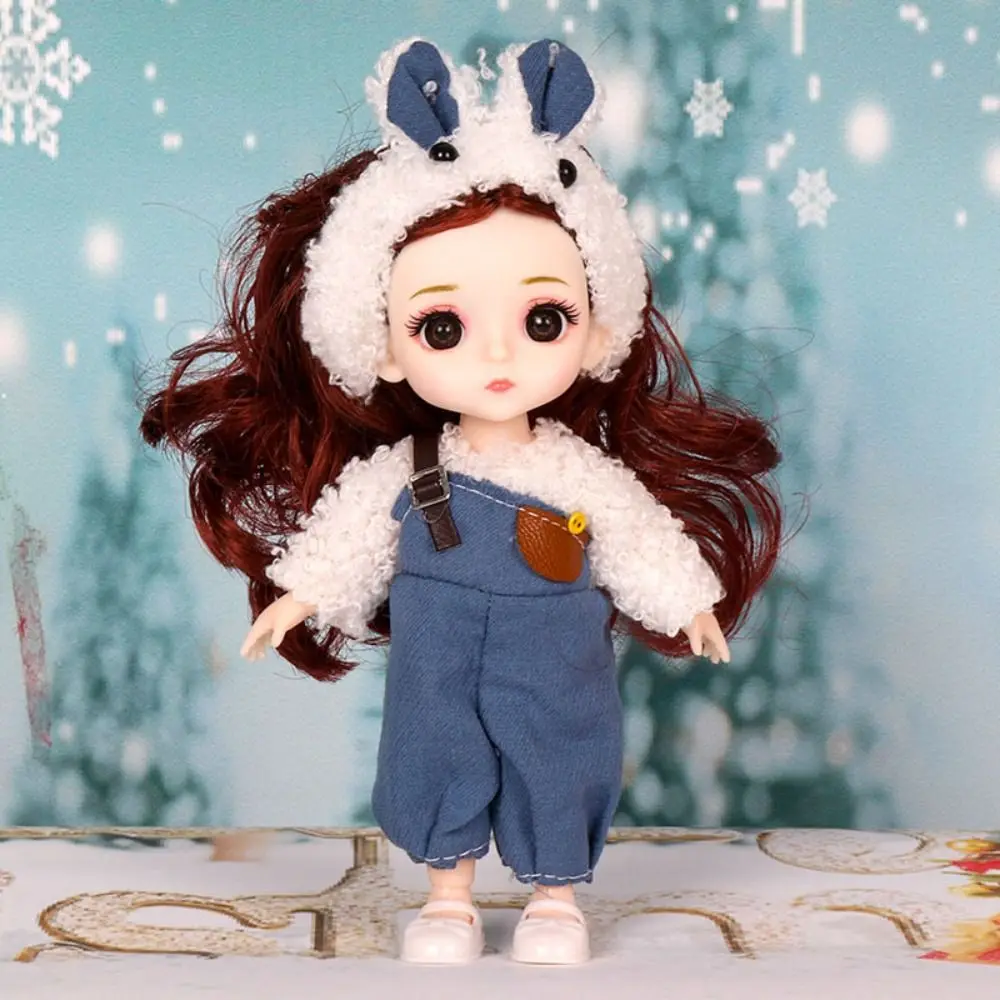 16cm Cute Face Big Eyes BJD Doll with Clothes and Shoes 1/12 Scale Figure DIY Movable 13 Joints Sweet Gift Girl Toy