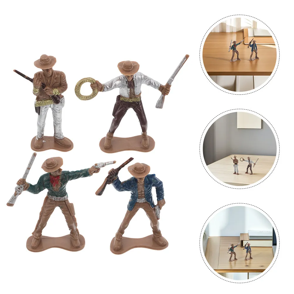 

12Pcs Mini Cowboy Figures Sturdy Plastic Western Theme Statues for Early Learning Creative Play Home Office Decor Western Cake