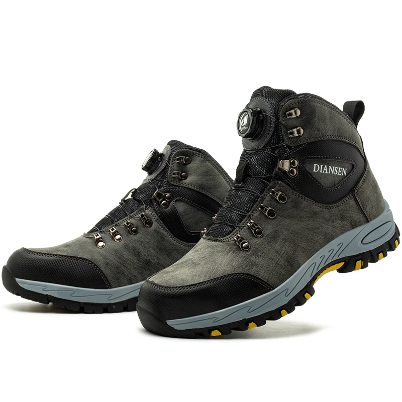 New Rotating Button 2024 Waterproof Security Work Safety Boots Protective Leather Boots Anti-smash Anti-puncture Industrial Shoe